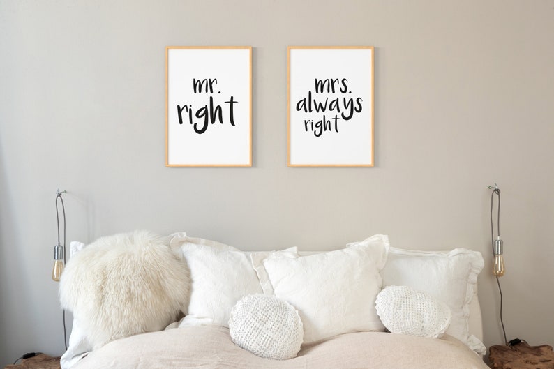 Spruch-Poster Set Mr. & Mrs. Always Right Bilder optional mit Rahmen Wanddeko für Wohnzimmer, Schlafzimmer, Küche Bild 5