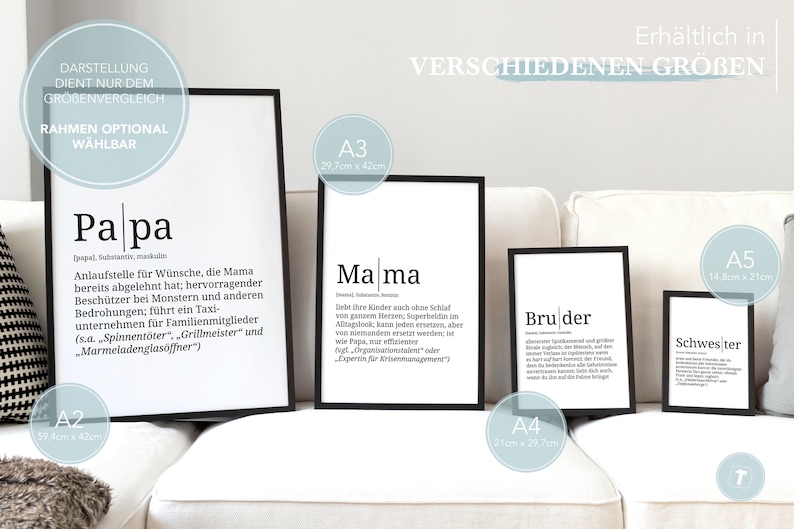 Definition: Familie Format wählbar Premium Spruch-Poster für Küche Wohnzimmer oder WG Kunstdruck für den Bilderrahmen Bild 8