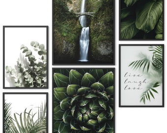 Mood-Poster Set Wild Green | Bilder optional mit Rahmen | Wanddeko für Wohnzimmer, Schlafzimmer, Küche | Natur Grün Pflanzen