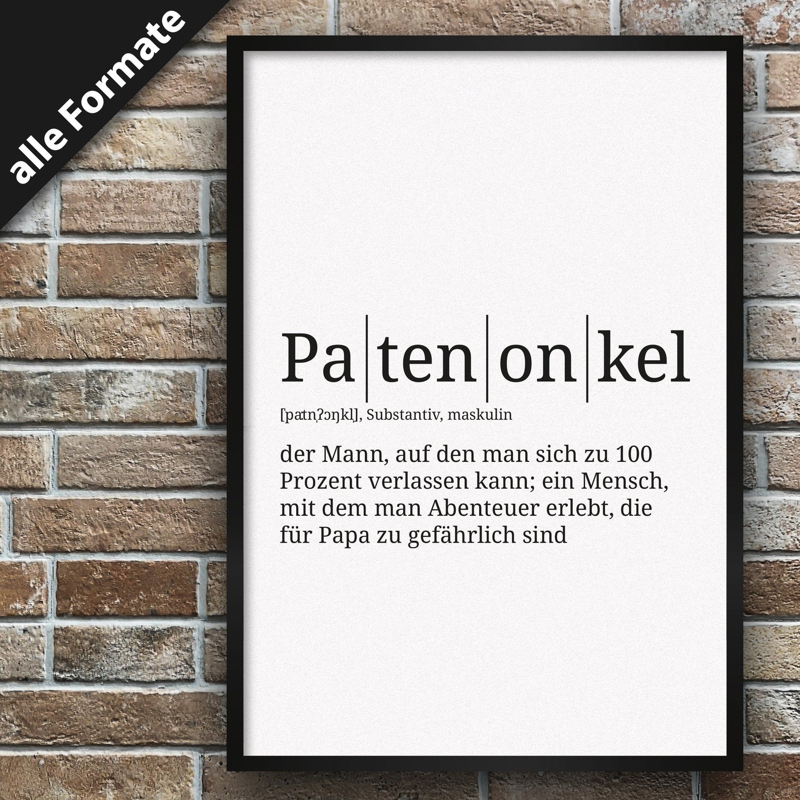 Definition Patenonkel Format wählbar Premium Etsy