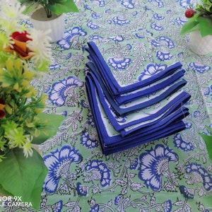 Blue Indian Hand Block Printed Tablecloth, Table Cover, Table Linen, Wedding Table Decor, Gift for Her, Housewarming Gift, Party Tablecloth
