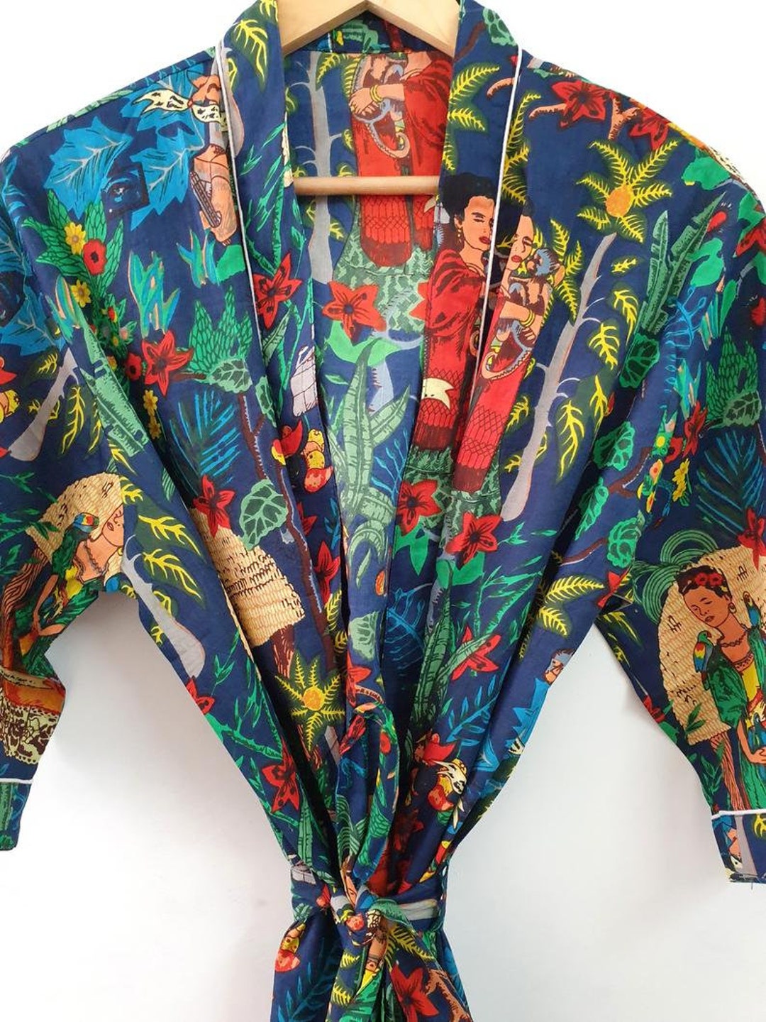 Blue Color Kimono Robe, Women Kimono Bathrobe, Womens Robe, Robes for