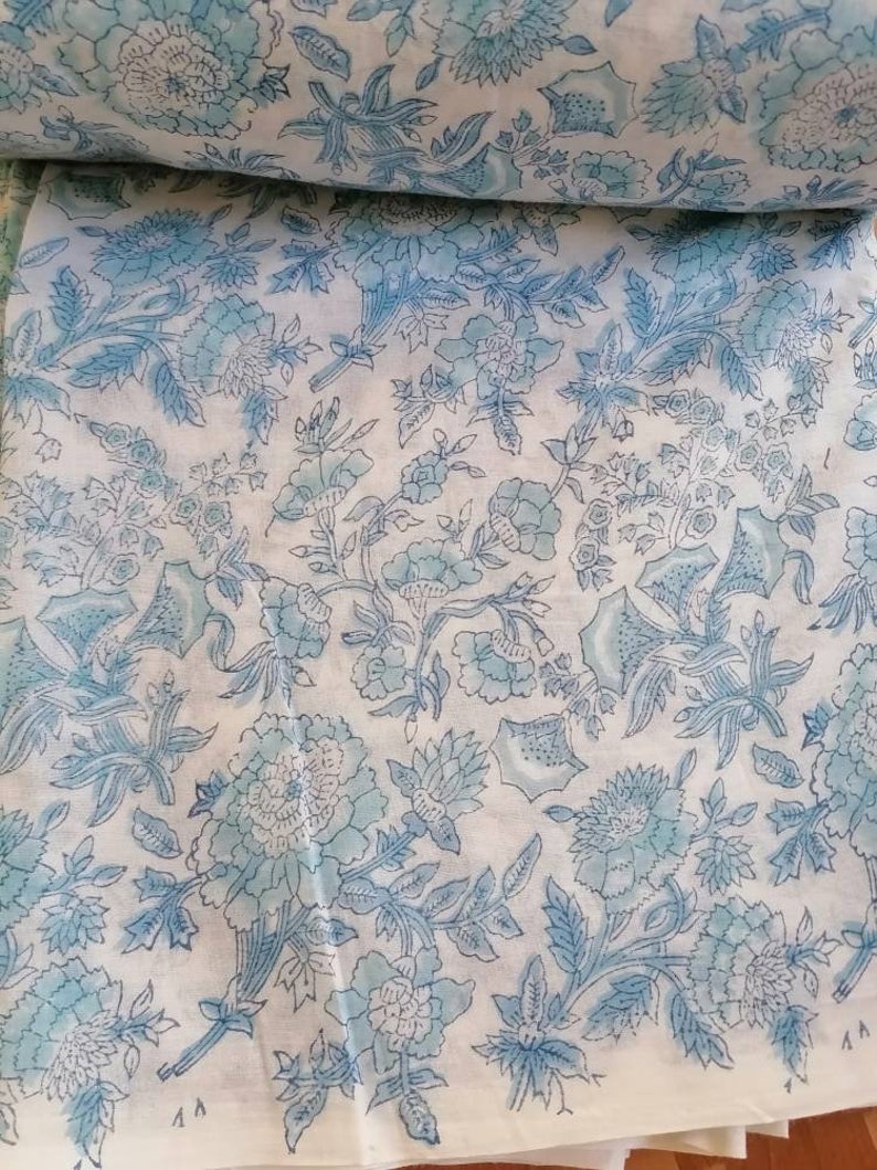 Indigo Blue Fabric Hand Block Printed Natural Vegetable Dye Etsy