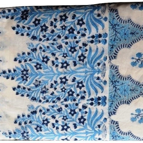 Hand Block Printed Floral Cotton Sanganeri Fabric Soft cotton fabric wooden block fabric Dark blue Color fabric soft Multi color