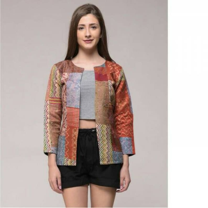 5 Pcs Lot Indian Vintage saree Silk Patchwork Work Jacket Women Jacket Silk jacket vintage jacket old jakit Silk Kanta jakit Quilted jackets