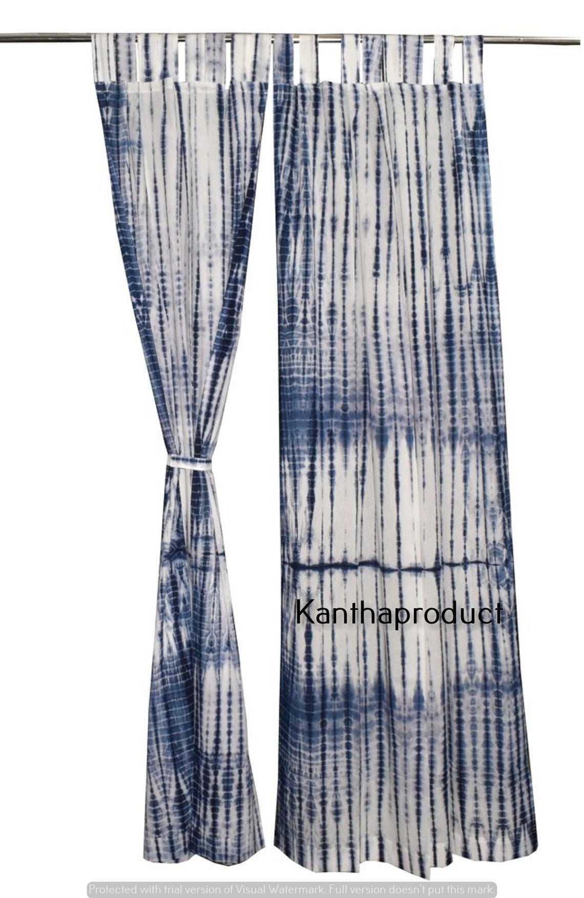 Bohemian curtain Indigo Blue Boho decor Beach curtains blue Etsy