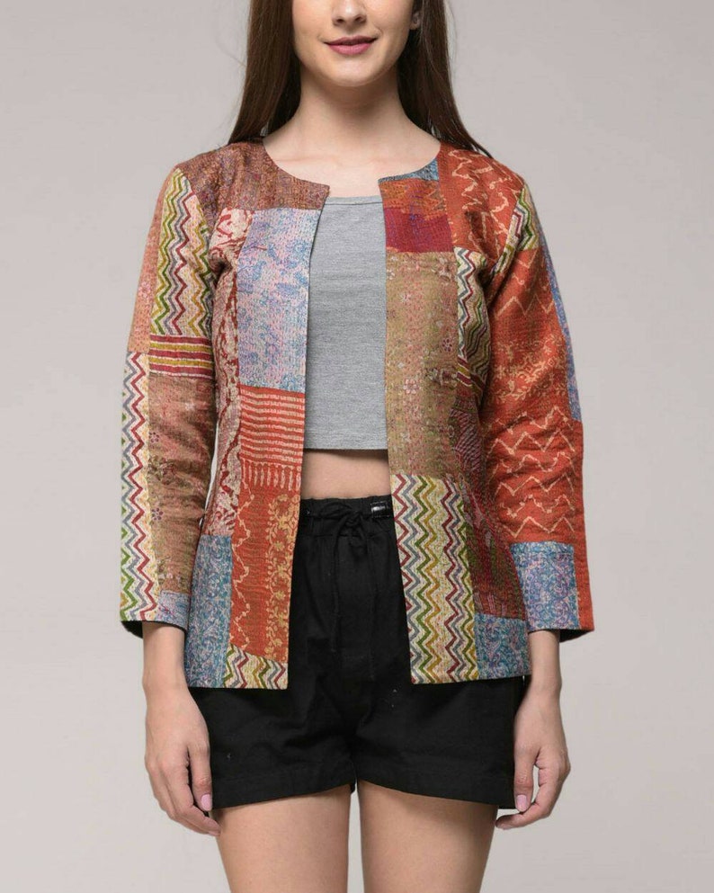5 Pcs Lot Indian Vintage saree Silk Patchwork Work Jacket Women Jacket Silk jacket vintage jacket old jakit Silk Kanta jakit Quilted jackets