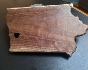 Iowa Walnut Cutting Board: State Shaped Serving Tray