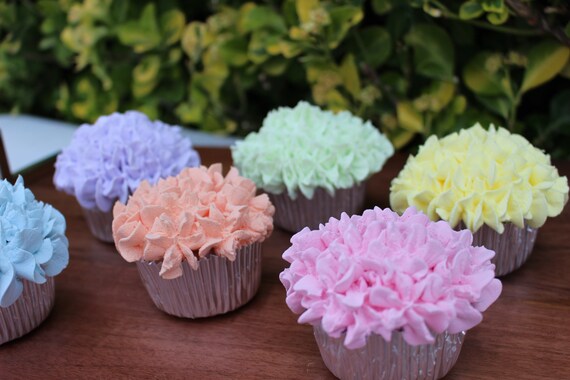 Fake Cupcakes with Pastel Frosting (Set of 6)
