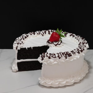 Large Fake Vanilla Cake with Slice Missing