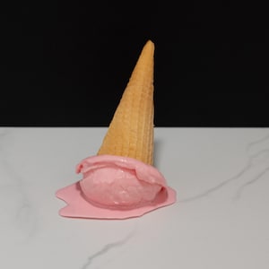 Fake Melting Strawberry Ice Cream Cone