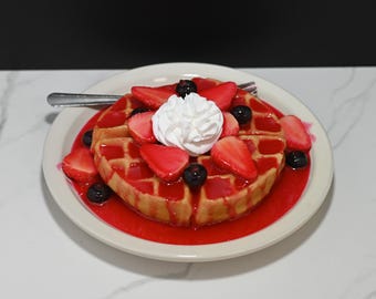 Fake Belgian Waffle with Strawberries