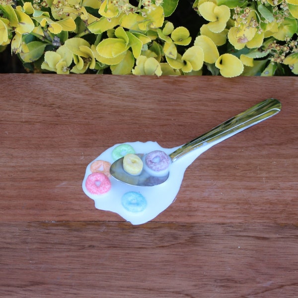 Spoon with Fruit Loops and Fake Milk Spill
