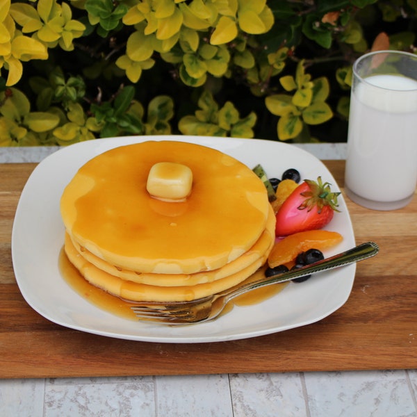 Plate of Fake Pancakes with Fruit