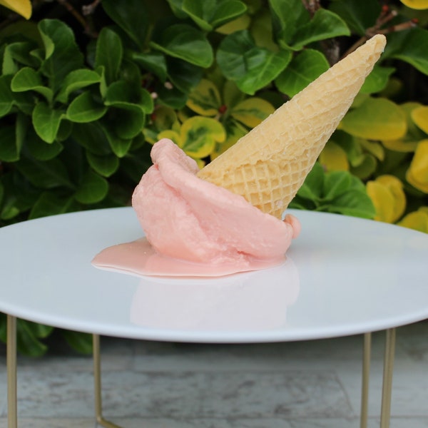 Fake Melting Strawberry Ice Cream Cone