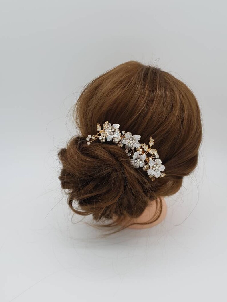 Elena Blush Pink Rose Gold Flower Wedding Hair Comb Rose Gold Etsy