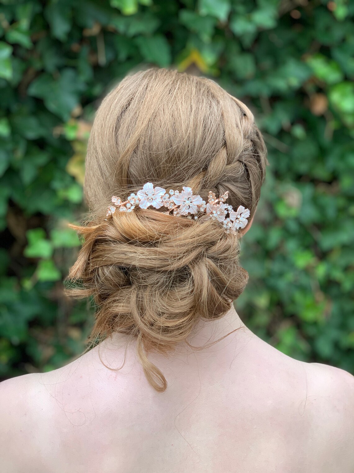 Rose Gold Wedding Flower Hair Combblush Pink Bridal Hairrose Etsy UK