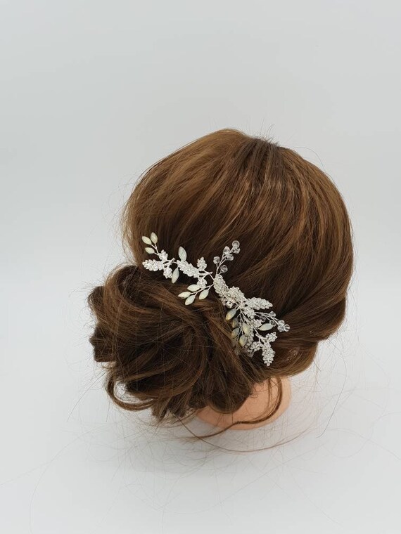 Avis Silver Opal Bridal Hairpieces Wedding Hair Accessories Etsy