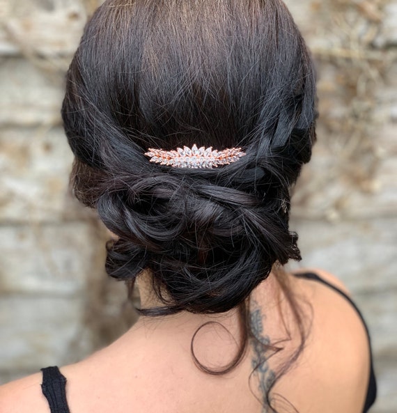 Chloe Rose Gold Bridal Hair Comb Vintage Style Hair Etsy