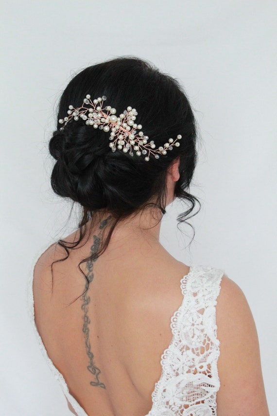 gold pearl bridal hair accessories
