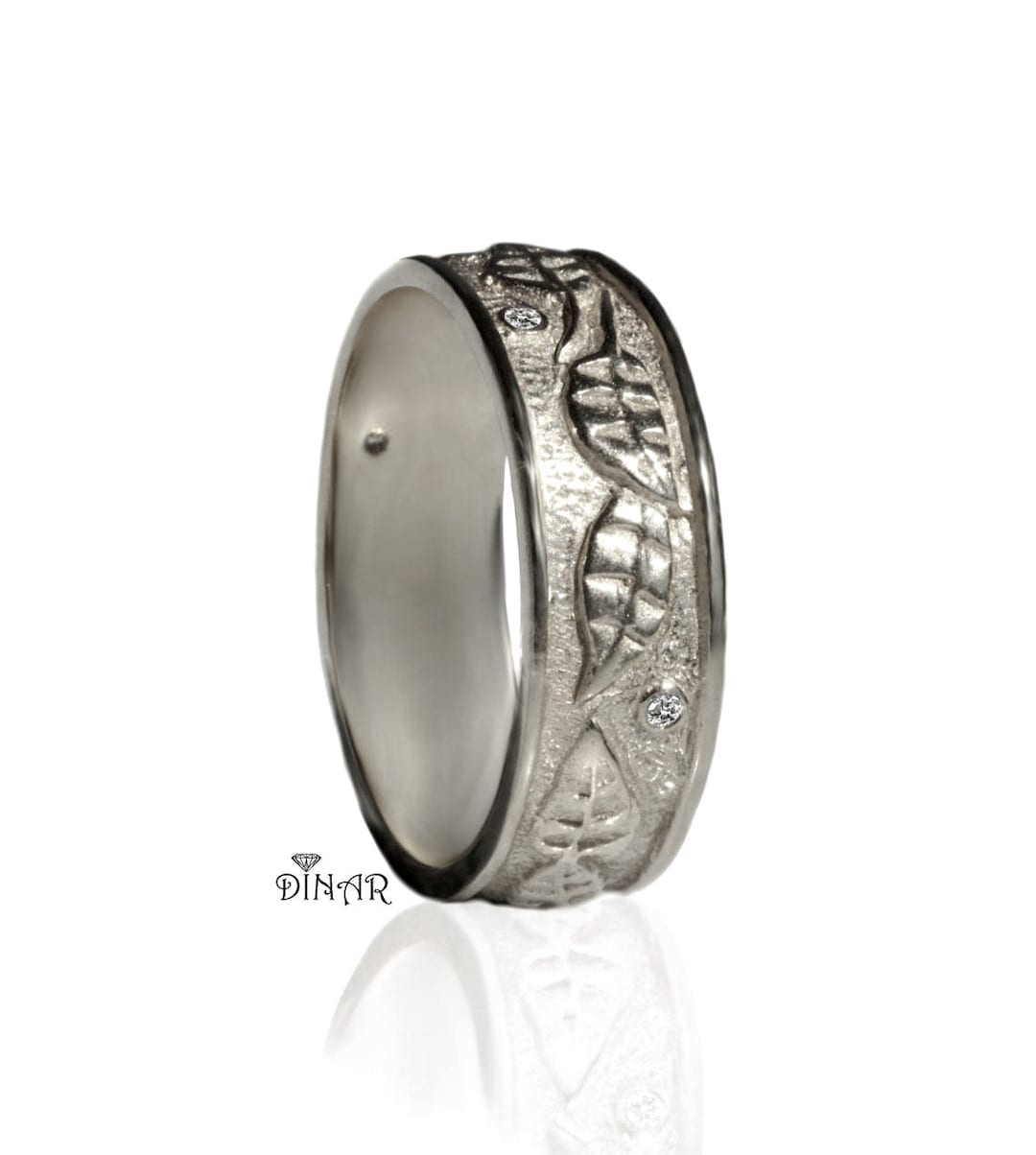 Engraved Leaves Silver Men Ring Nature Inspired Women Leafs - Etsy