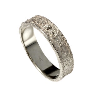 Silver rustic style shiny sand texture thin ring , organic texture sterling silver wedding ring, handcrafted rustic silver ring band