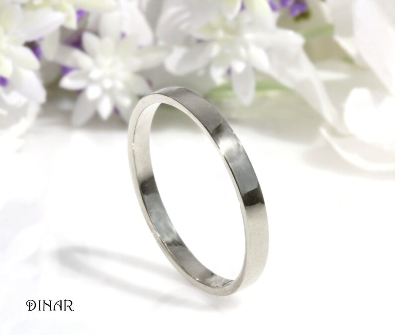 18k solid gold thin smooth high polish flat stack wedding ring simple classic Plain gold women ring minimalist stackable mens wedding ring