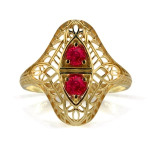 Edwardian ruby engagement ring 14k , 18k solid gold filigree lace natural red ruby ring, antique style anniversary gemstones ring for women