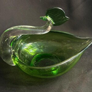 Vintage Green Glass Swan Candy Dish image 2