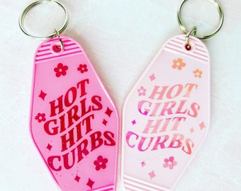 Hot Girls Hit Curbs Motel Keychain | Retro inspired Keyring | Personalised motel keyring