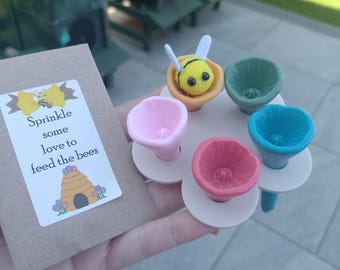 Set 5 Pollinator Water Cups / Bumblecups / Thirst Aid For Bugs with Wildflower Seeds & Adopted Bee
