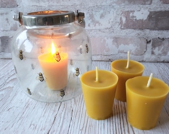 100% Pure Beeswax Votive Candle - Unscented Pure Hive Aroma