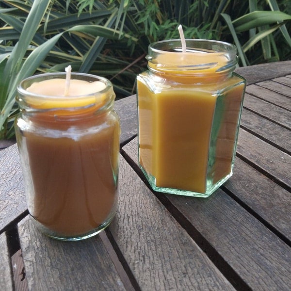 100% Pure Beeswax Candle In A Jar - Unscented Pure Hive Aroma