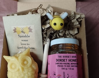 Owl Always Love You! - Bee Themed Gift Set - Mother's Day / Birthday - Dorset Honey, Beeswax Candle & Seeds