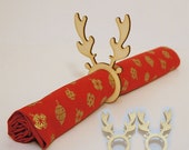 Christmas napkin rings - Reindeer, Antlers - Wooden Pack of 6 8 10 12