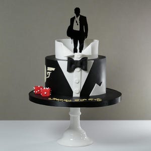 Figurine articulée Spy 007 de l'agent des services secrets - décoration de gâteau en acrylique - anniversaire - toutes les occasions