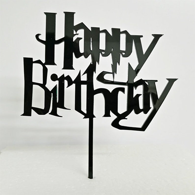 Happy Birthday Harry Potter style acrylic cake topper Etsy