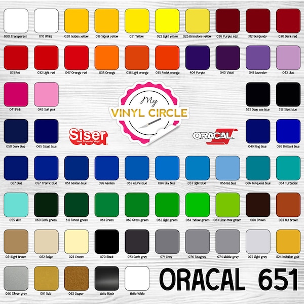 12" x 12" Oracal 651 Adhesive Vinyl Sheets - For multiple sheets message us your order for a discount
