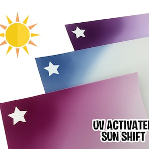 UV Color Changing Adhesive Craft Vinyl Changes Color Exposed to UV Light Pastel-like colors for Tumblers Stickers Mugs Weddings Shipped Flat