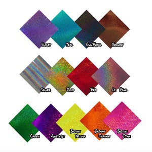 12&quot; x 12&quot; Fantasy Hologlitter Permanent Adhesive Vinyl Sheets - Holographic Glitter for Cricut Silhouette Cameo Craft Cutters etc.