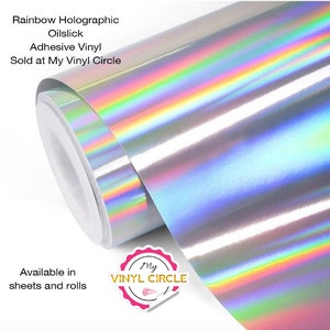 Adhesive Rainbow Chrome Vinyl Silver Oil Slick Vinyl, Rainbow Chrome Holographic Vinyl Sheets or Roll, Permanent Vinyl Decal Vinyl