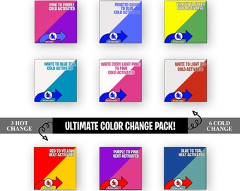 Ultimate Color Changing Vinyl Pack - 9 Sheets - Temperature Change Vinyl - 6 Cold Activated and 3 Heat Activated