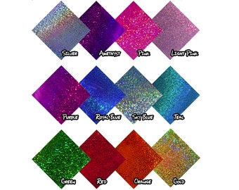 12" x 12" Permanent Adhesive Vinyl Sheets Fantasy Sequin Holographic Glitter for Cricut, Silhouette Cameo, Craft Cutters etc.