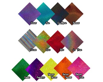 12" x 12" Fantasy Hologlitter Permanent Adhesive Vinyl Sheets - Holographic Glitter for Cricut Silhouette Cameo Craft Cutters etc.