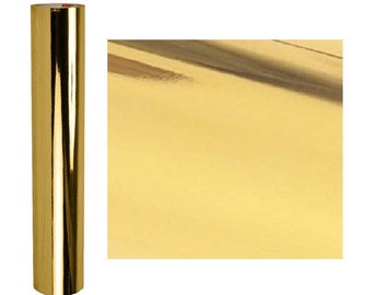 Glossy Gold Chrome Mirror Vinyl Roll or Sheets - Permanent Holographic Vinyl perfect for Cricut, Silhouette, and Craft Cutters