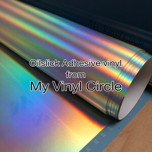 Oil Slick Adhesive Vinyl Rainbow Chrome Vinyl Silver, Rainbow Chrome Holographic Decal Vinyl Sheets or Roll, Permanent Vinyl bild 4