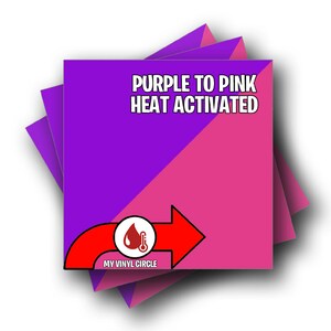12&quot; x 12&quot; HOT Shift Purple to Pink Color Changing Vinyl - Heat Activated Color Change Adhesive Vinyl