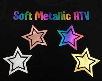 HTV Soft Metallic Chrome Metal Heat Transfer Vinyl - Iron On 12" x 20" Roll / Sheet