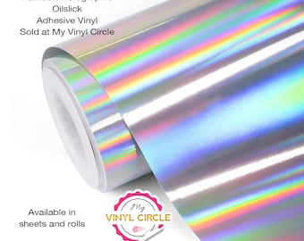 Holographic Vinyl Permanent Adhesive Rainbow Chrome Oilslick - Works with all Cricut machines, Silhouette Cameo, Craft Plotters and Cutters