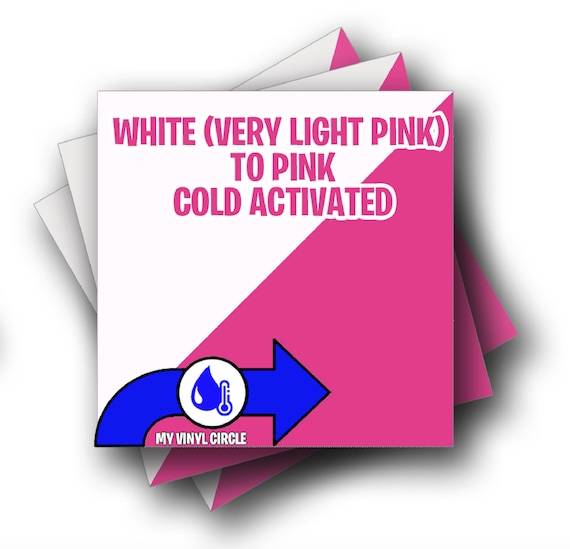 12" x 12" COLD SHIFT White (Very Light Pink) to Pink Temperature Change Adhesive Vinyl Color changing effect